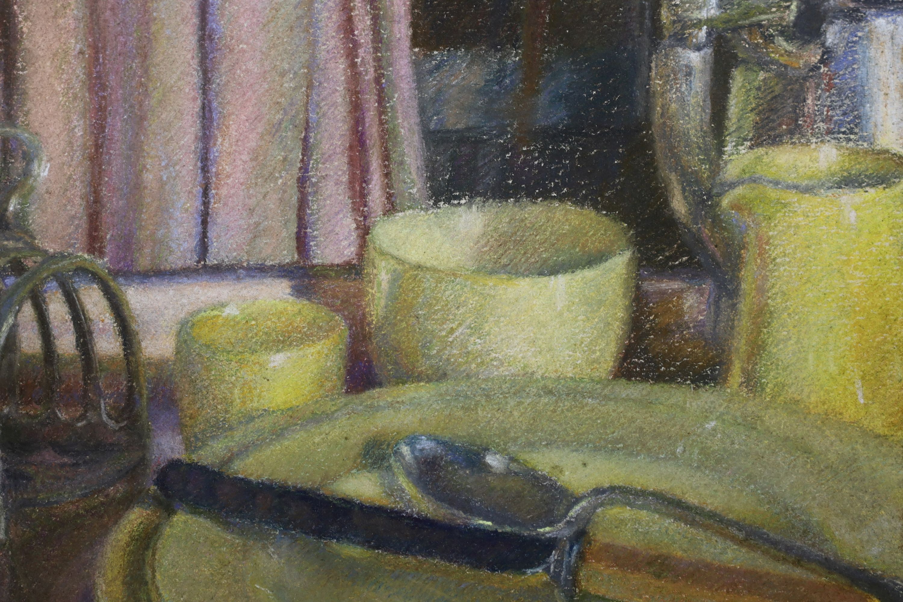 Hilda Carline (1889-1950), pastel, Breakfast table still life, 28 x 38cm